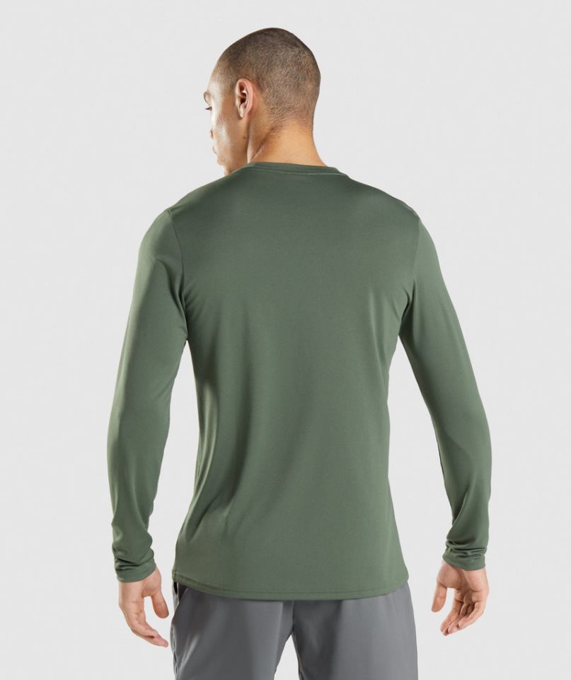 Men's Gymshark Arrival Long Sleeve T-Shirts Green | CA 1N6D03